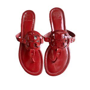 Tory Burch Red 9M Red Patent Leather Miller Sandal Lux Beach